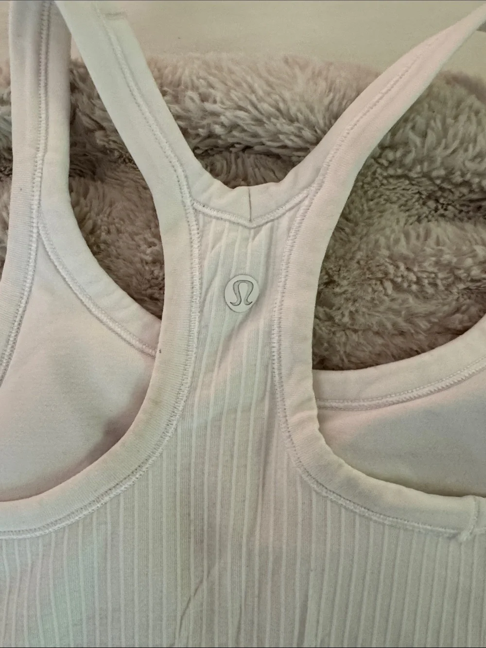 lululemon athletica White Ribbed Racerback Tank